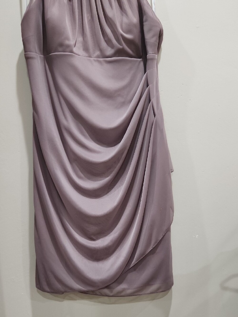David's Bridal Elegant Mauve Halter Cocktail Dress Size 14 - Picture 6 of 12